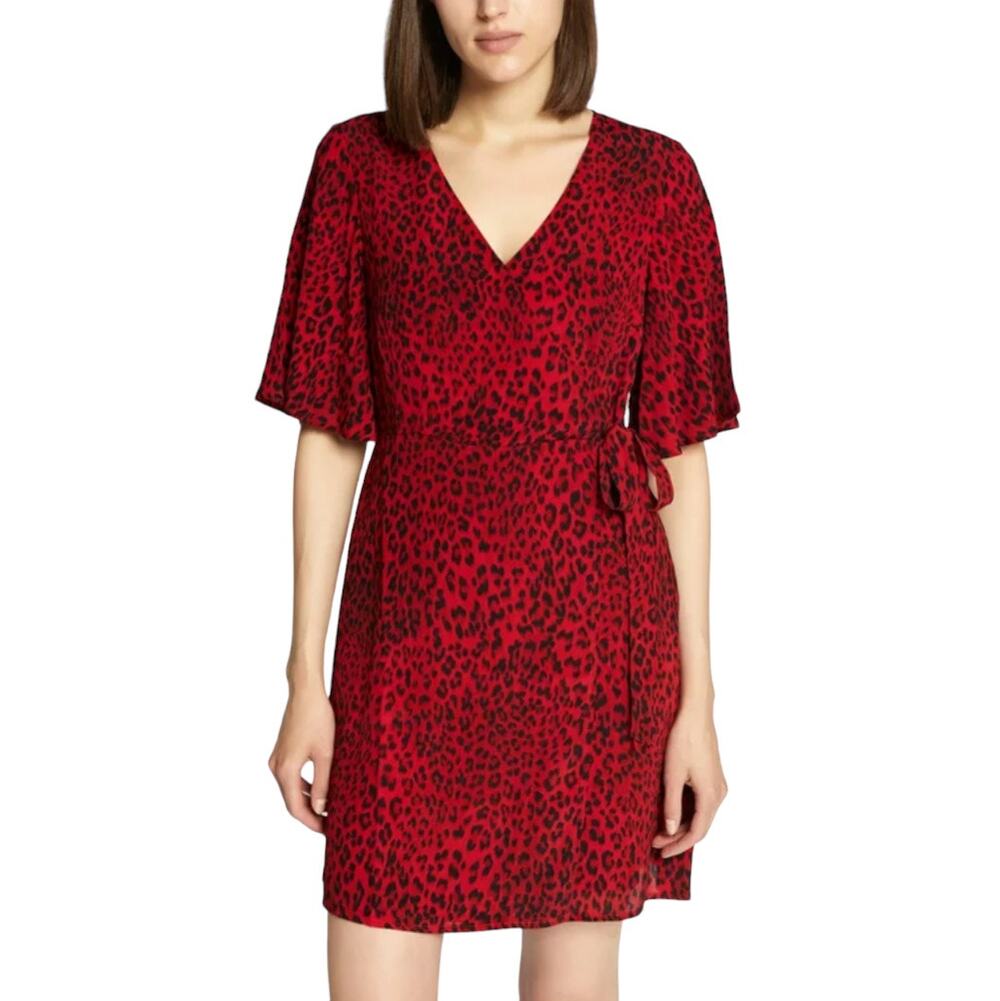 NWT Sanctuary Girl on Fire Faux-Wrap Dress Red Leopard Size XXS
